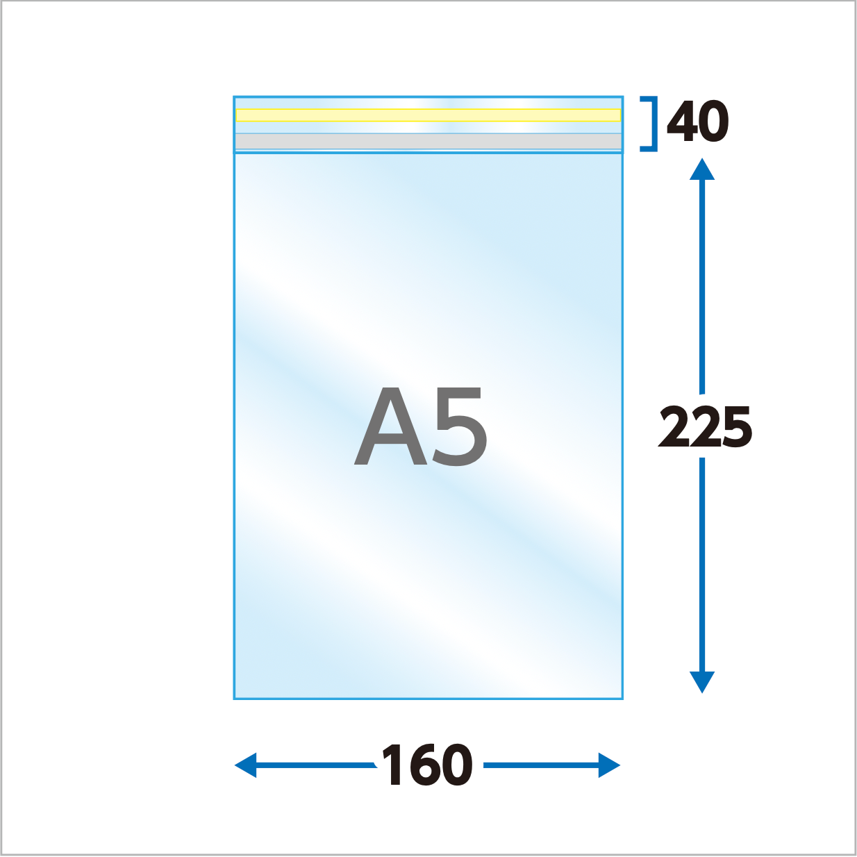 A5タイプ(30μ)160×225+40 フタ糊付(スリム加工) - 100枚パック